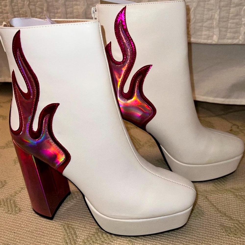 Public Desire Pink Flame Heeled Booties 🔥